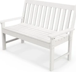 Banc de Jardin Exterieur en HDPE, Banc Extérieur Jardin 2 Places avec Dossier et Accoudoirs