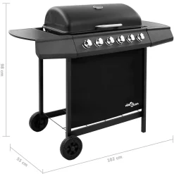 Barbecue à 6 brûleurs (102x55x98 cm - Noir)