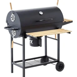 Barbecue à charbon COOKINGBOX MIKE 71x35 cm 2 grilles acier chromé noir