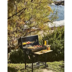 Barbecue à charbon COOKINGBOX MIKE 71x35 cm 2 grilles acier chromé noir