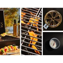 Barbecue à charbon COOKINGBOX MIKE 71x35 cm 2 grilles acier chromé noir