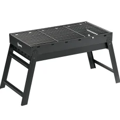 Barbecue à charbon de bois pliable portable dim. 74L x 30l x 37H cm avec grille acier noir
