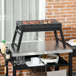 Barbecue à charbon de bois pliable portable dim. 74L x 30l x 37H cm avec grille acier noir