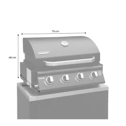 Barbecue à gaz avec 4 brûleurs à poser avec récupérateur de graisse
