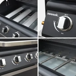Barbecue à gaz avec 4 brûleurs à poser avec récupérateur de graisse