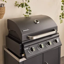 Barbecue à gaz avec 4 brûleurs à poser avec récupérateur de graisse