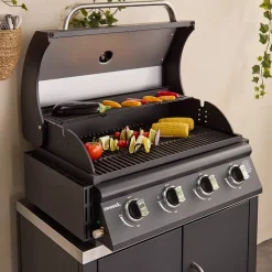 Barbecue à gaz avec 4 brûleurs à poser avec récupérateur de graisse