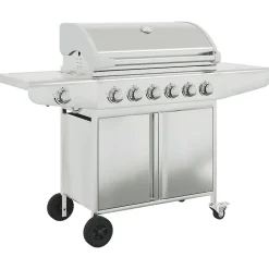 Barbecue à gaz avec 7 brûleurs argent acier inoxydable vidaXL