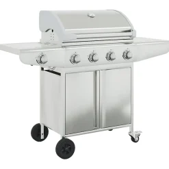 Barbecue à gaz avec 5 brûleurs argenté acier inoxydable vidaXL