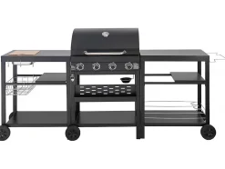 Barbecue à gaz cuisine d'extérieur 12 kw 4 brûleurs Noir