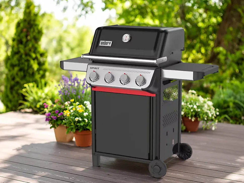 Barbecue à gaz Spirit E-410 + Set d'accessoires clipsables Weber Works + Kit de préparation et de service - Weber