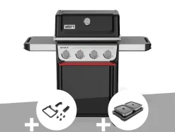 Barbecue à gaz Spirit E-410 + Set d'accessoires clipsables Weber Works + Kit de préparation et de service - Weber