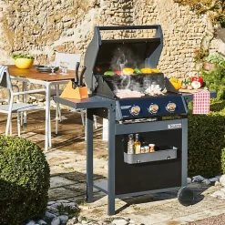Barbecue à gaz SPRING II 3 Feux Surface de cuisson mixte en Fonte émaillée