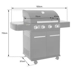 Barbecue au gaz FYRA avec thermomètre - 4 brûleurs - COOK'IN GARDEN