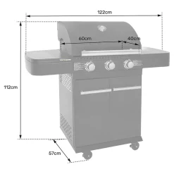 Barbecue au gaz FYRA avec thermomètre - 3 brûleurs - COOK'IN GARDEN