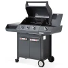 Barbecue Emma Gun Metal 3 Feux + 1 Side FlexiGrill Plancha ronde + Housse