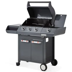 Barbecue Emma Gun Metal 3 Feux + 1 Side FlexiGrill Plancha ronde + Housse