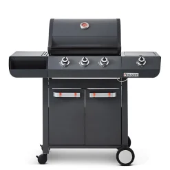 Barbecue Emma Gun Metal 3 Feux + 1 Side FlexiGrill Plancha ronde + Housse