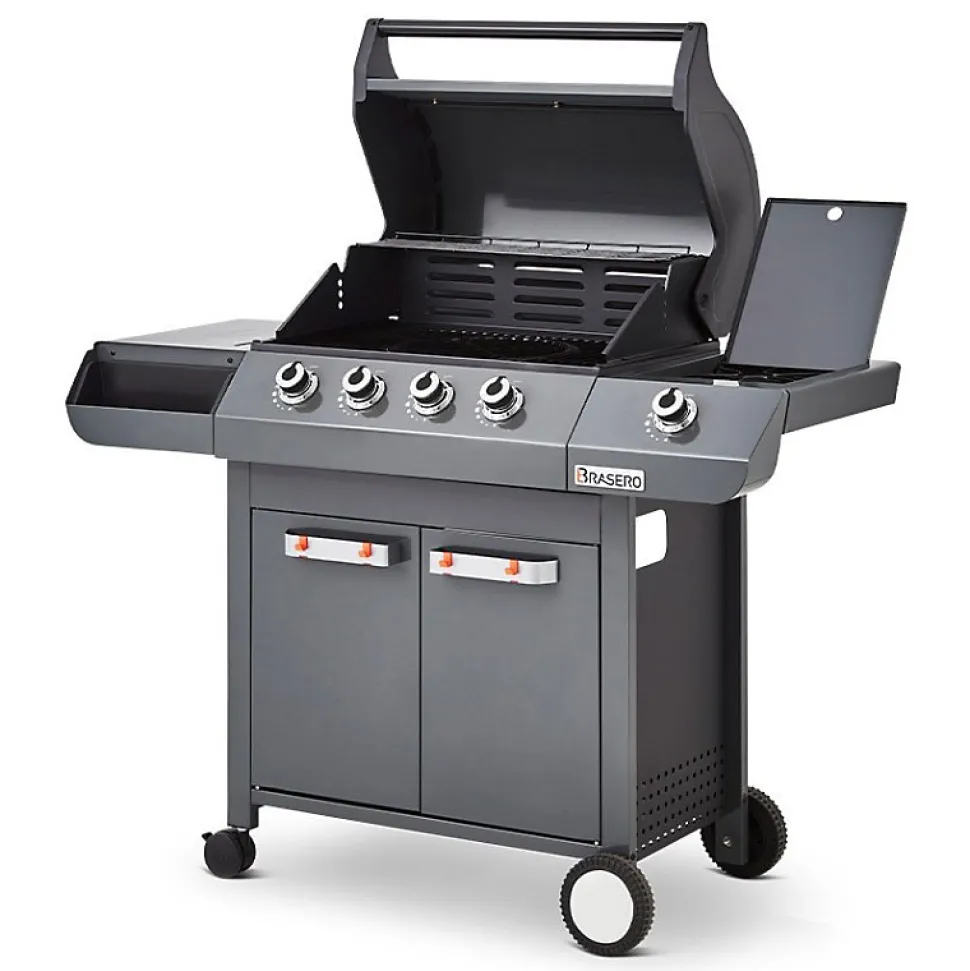 Barbecue Emma Gun Metal 4 Feux + 1 Side FlexiGrill Plancha ronde