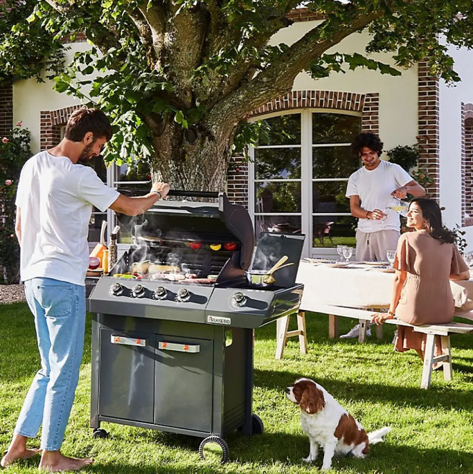 Barbecue Emma Gun Metal 4 Feux + 1 Side FlexiGrill Plancha ronde