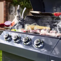 Barbecue Emma Gun Metal 4 Feux + 1 Side FlexiGrill Plancha ronde