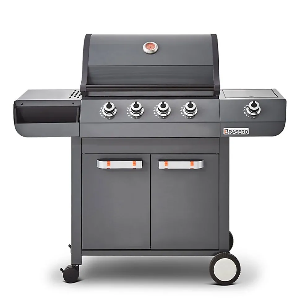 Barbecue Emma Gun Metal 4 Feux + 1 Side FlexiGrill Plancha ronde