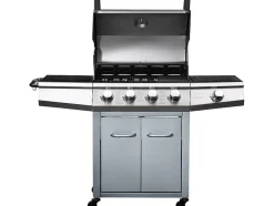 Barbecue gaz avec LED "Bingo 5" 5 Brûleurs dont 1 latéral 15.2kW + Housse protection Argenté