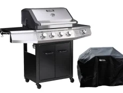 Barbecue gaz "Bingo 5" 5 Brûleurs dont 1 latéral 15.2kW + Housse protection Noir