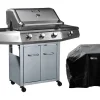 Barbecue Gaz "Bingo 4" 4 brûleurs dont 1 latéral 14kW + Housse protection Argenté