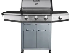 Barbecue Gaz "Bingo 4" 4 brûleurs dont 1 latéral 14kW + Housse protection Argenté