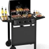 Barbecue Gaz 24000BTU 7,05 KW avec 3 Brûleurs+3 Grilles+2 Tablettes, Barbecue Gril Propane/Butane 47 x 106 x 98 CM