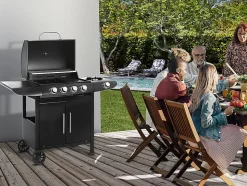 Barbecue gaz "Feria 5" 5 brûleurs dont 1 latéral 14,5 kw Noir