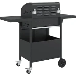 Barbecue gril à gaz avec 4 brûleurs noir acier enduit de poudre vidaXL