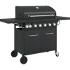 Barbecue gril à gaz avec 7 brûleurs noir acier enduit de poudre vidaXL