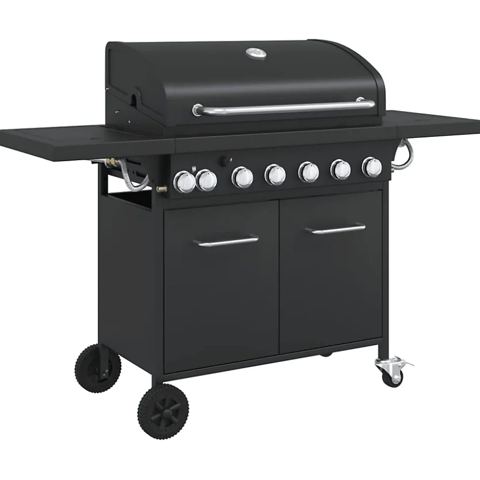 Barbecue gril à gaz avec 7 brûleurs noir acier enduit de poudre vidaXL