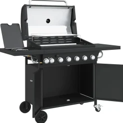 Barbecue gril à gaz avec 7 brûleurs noir acier enduit de poudre vidaXL