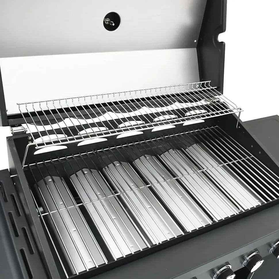Barbecue gril à gaz avec 7 brûleurs noir acier enduit de poudre vidaXL