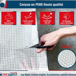 Bâche de Chantier 3x4 m - TECPLAST TR170CH - Bâche Armée Transparente - Haute Qualité - Protection imperméable Travaux d'extérieur
