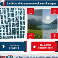 Bâche de Chantier 3x4 m - TECPLAST TR170CH - Bâche Armée Transparente - Haute Qualité - Protection imperméable Travaux d'extérieur