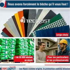 Bâche de Chantier 3x4 m - TECPLAST TR170CH - Bâche Armée Transparente - Haute Qualité - Protection imperméable Travaux d'extérieur