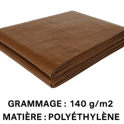 Bâche de jardin 2 x 3 m, marron 140 g/ m2, polyéthylène, étanche, anti UV, ourlets et œillets
