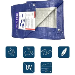 Bâche de protection 3,6x4,8m - 90g/m² en Polyéthylène Haute Densité Résistante pour Extérieur et Chantiers