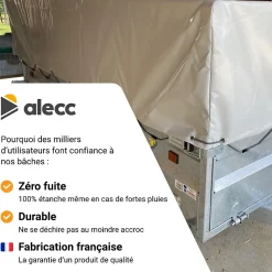 Bâche haute remorque Sorel N320 réhaussé 40 cm - 326 x 174 x 50 cm - PVC 640g/m² étanche - Gris - Fabrication française