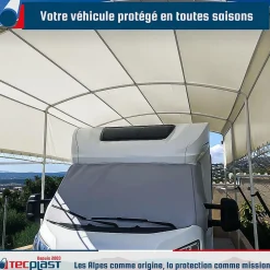 Bâche pour Carport 2x3 m Blanc Crème - Garantie 5 ans TECPLAST - LP506CP - Toile PVC étanche pour abri de voiture