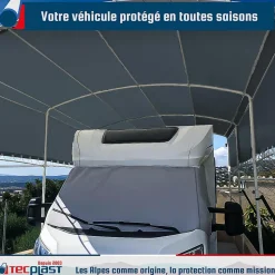 Bâche pour Carport 3x5 m Gris anthracite - Garantie 5 ans TECPLAST - LP506CP - Toile PVC étanche pour abri de voiture