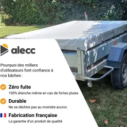 Bâche remorque Lider Florence 32330 - 237 x 142 x 10 cm - PVC 640g/m² étanche & renforcé - Gris - Fabrication française