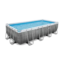 Bestway Piscine hors sol - Rectangulaire - Power Steel - Effet Rotin gris 549 x 274 x 122 cm