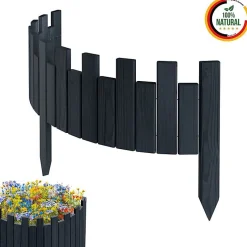 Bordure de jardin - Anthracite - Bois de pin - 100 cm x 20 cm - Design élégant - Durable