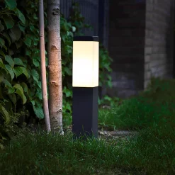 Borne d'extérieur moderne 45 cm gris foncé avec opale IP44 - Malios