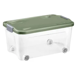 Boîte de rangement avec roulettes Tontarelli Combi Box 43 L couvercle vert vendue par 3 pièces